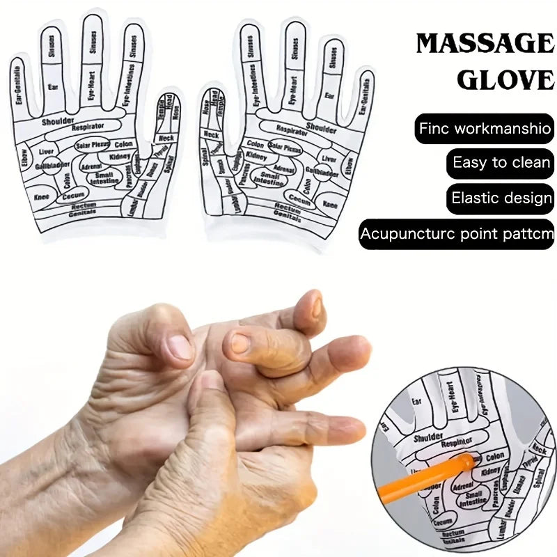 1 par de guantes de acupresión, guantes de masaje de reflexología de acupuntura, masajeador de manos, herramientas de relajación dolor alivio, mitones de Spa para el hogar