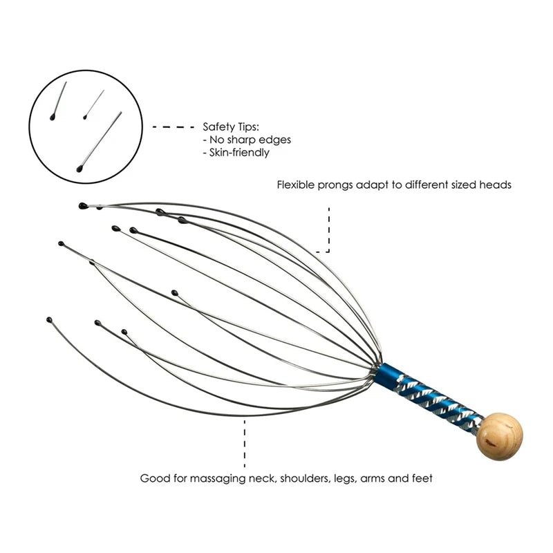 Masaje de cabeza Masajista de cabeza de araña para terapia de relajación y alivio del estrés