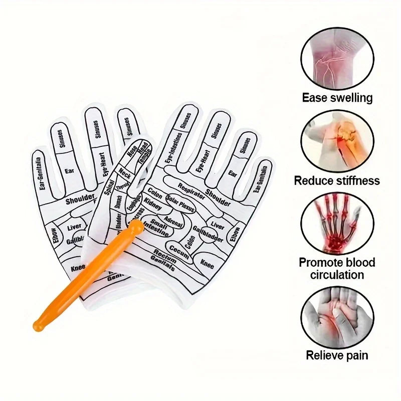 1 par de guantes de acupresión, guantes de masaje de reflexología de acupuntura, masajeador de manos, herramientas de relajación dolor alivio, mitones de Spa para el hogar